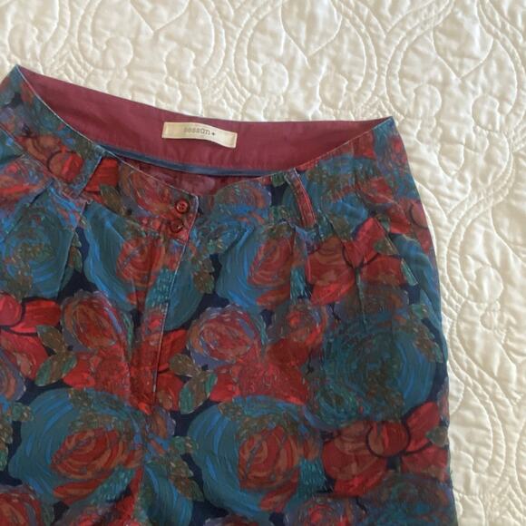 Sessun Lazy River Pants Size 36 Floral Pleated Cuffed Corduroy Casual Office - Picture 11 of 12